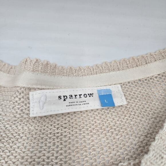 Sparrow By Anthropologie Sweater Cream Open Knit Sz L Coastal Fisherman Linen - Picture 6 of 9